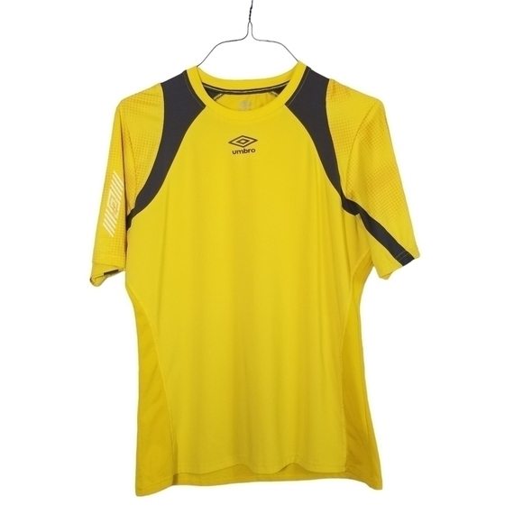 Umbro Mens Small Shirt Neon Yellow & Grey Soccer Athletic Crew Neck Short Sleeve - Picture 1 of 7